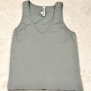 Athleta Aurora Sage Green/Grey Seamless Crop Rib Tank Top